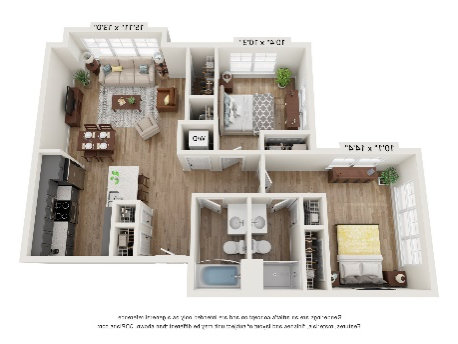 2 Bed 2 Bath 997sf